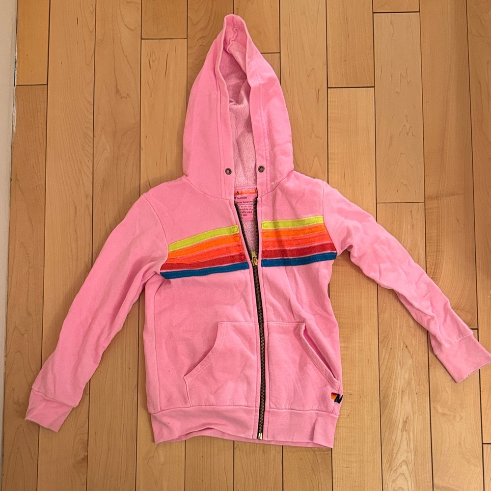Aviator Nation Pink Jacket with Rainbow Accents